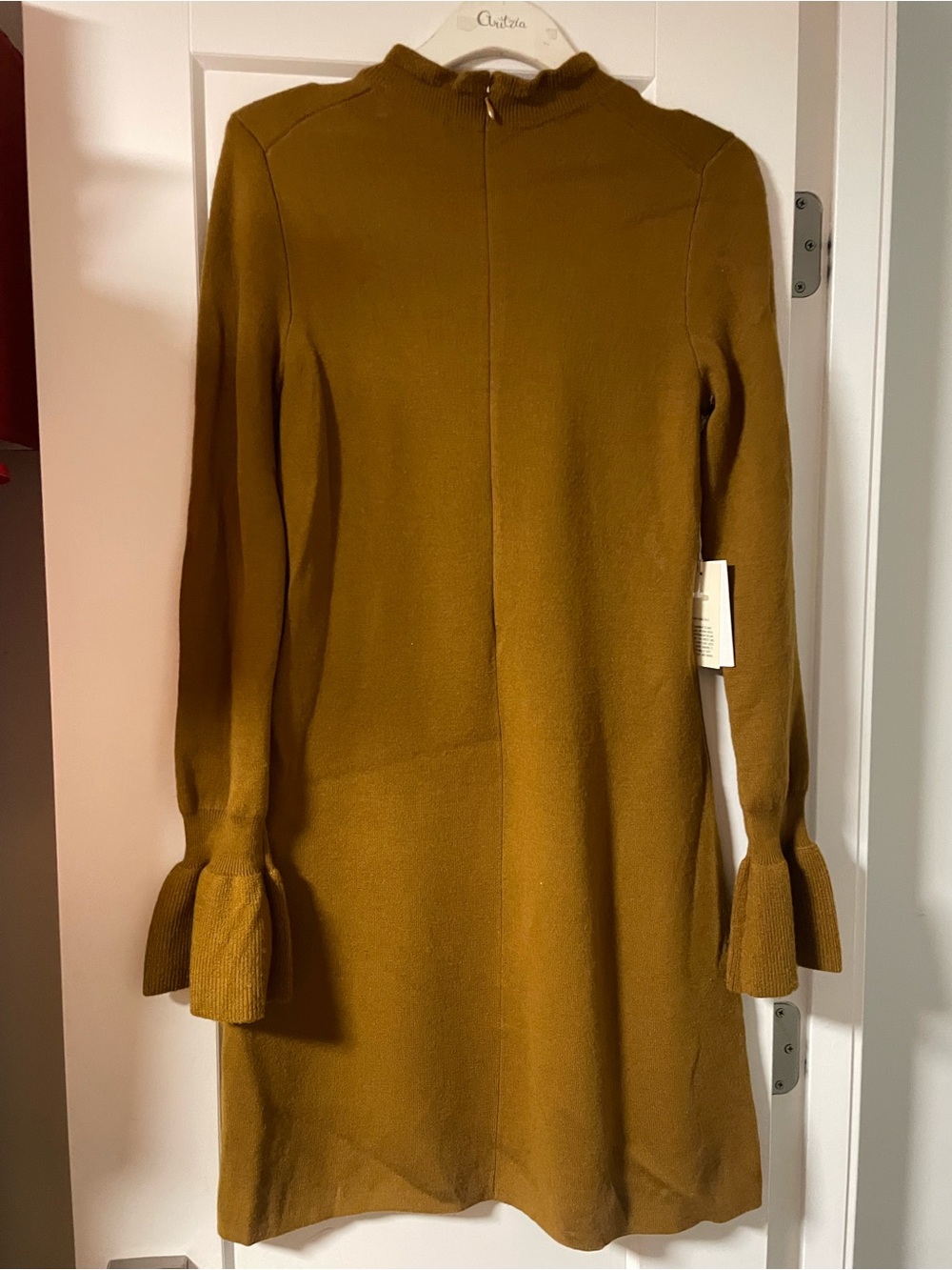 NWT Wilfred Carre Knit Wool Dress Tamarind Mockneck Bell Sleeves Size Large - Picture 3 of 8